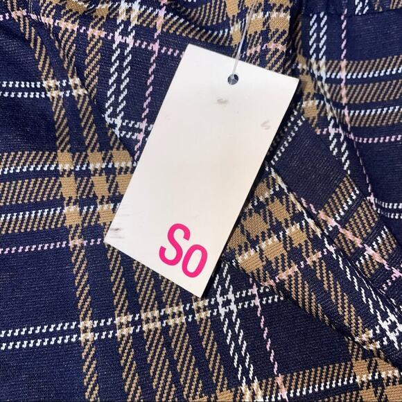 NEW - SO Juniors plaid school girl pleated skirt in navy and mustard color SZ XL - Picture 5 of 9